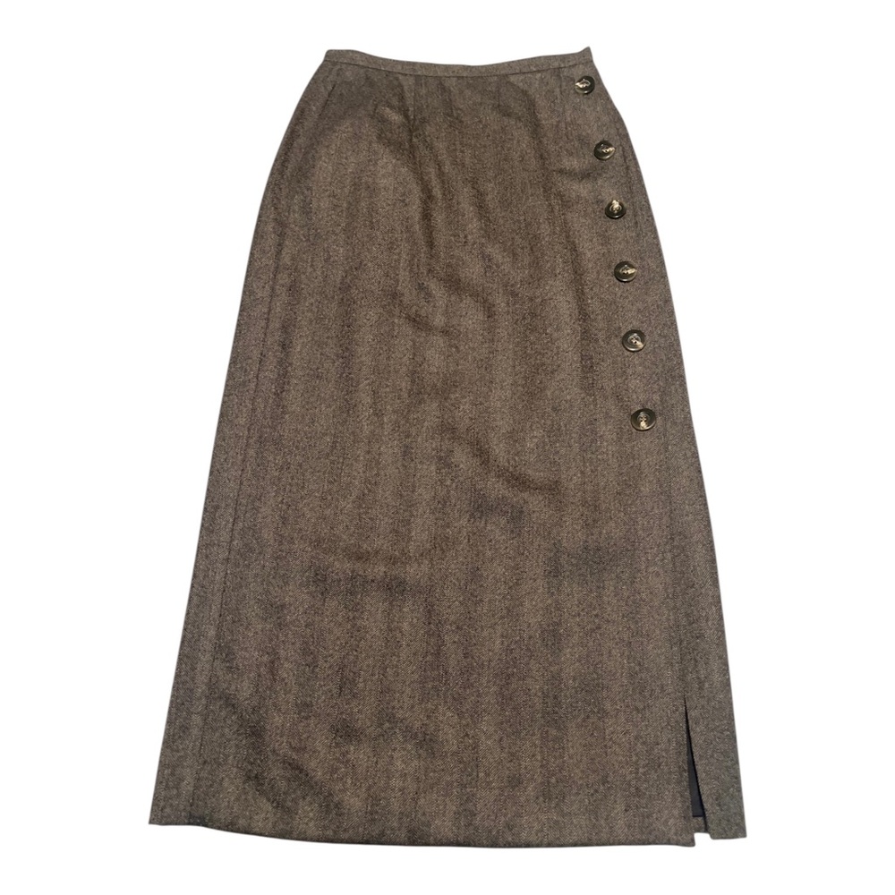 Harve Bernard 100% Wool Tweed Button Up Pencil Skirt Size 6 Academia Old Money